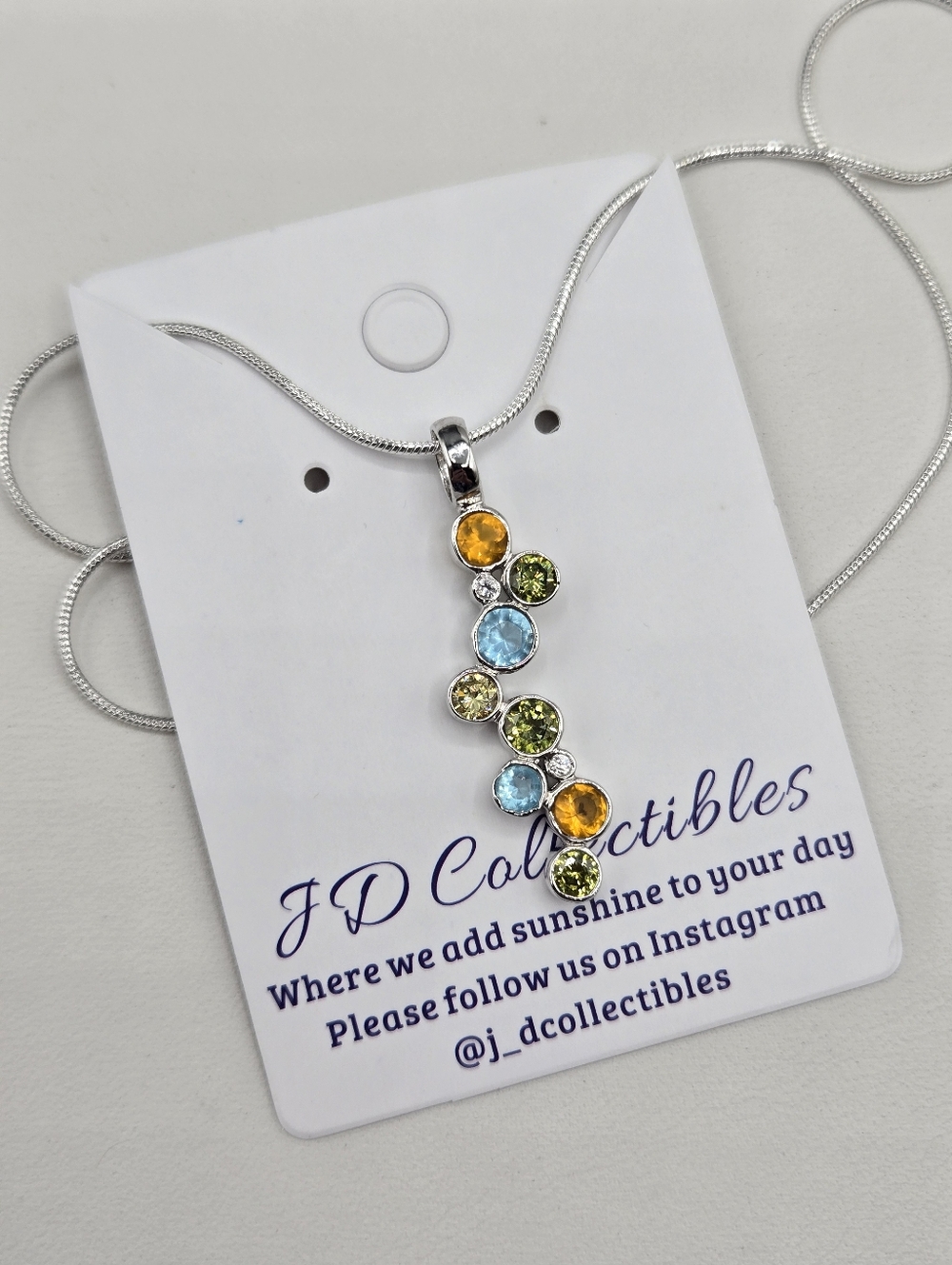 Swarovski Crystal Elements Silver Statement Necklace Multicolor 17 - 19 inch